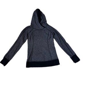 Lululemon Think Fast Hoodie Heathered Herringbone Pullover Black/Black Size 6